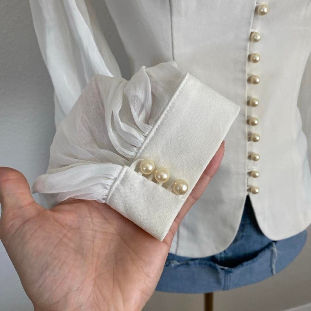 Vintage Corset Blouse Square Neckline Regency Coquette Milkmaid - Picture 7 of 8